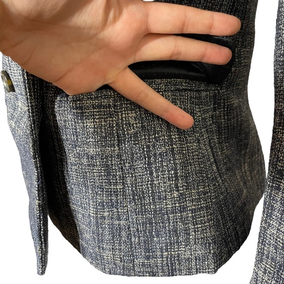 Linen Blend Blazer 4 Banana Republic Double Breasted Crosshatch Tweed Jacket - Picture 7 of 14